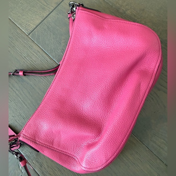 LIKE NEW Coach Chelsea Floral Dark Pink Leather Bag w/Matching Accordion Wallet - Picture 5 of 9